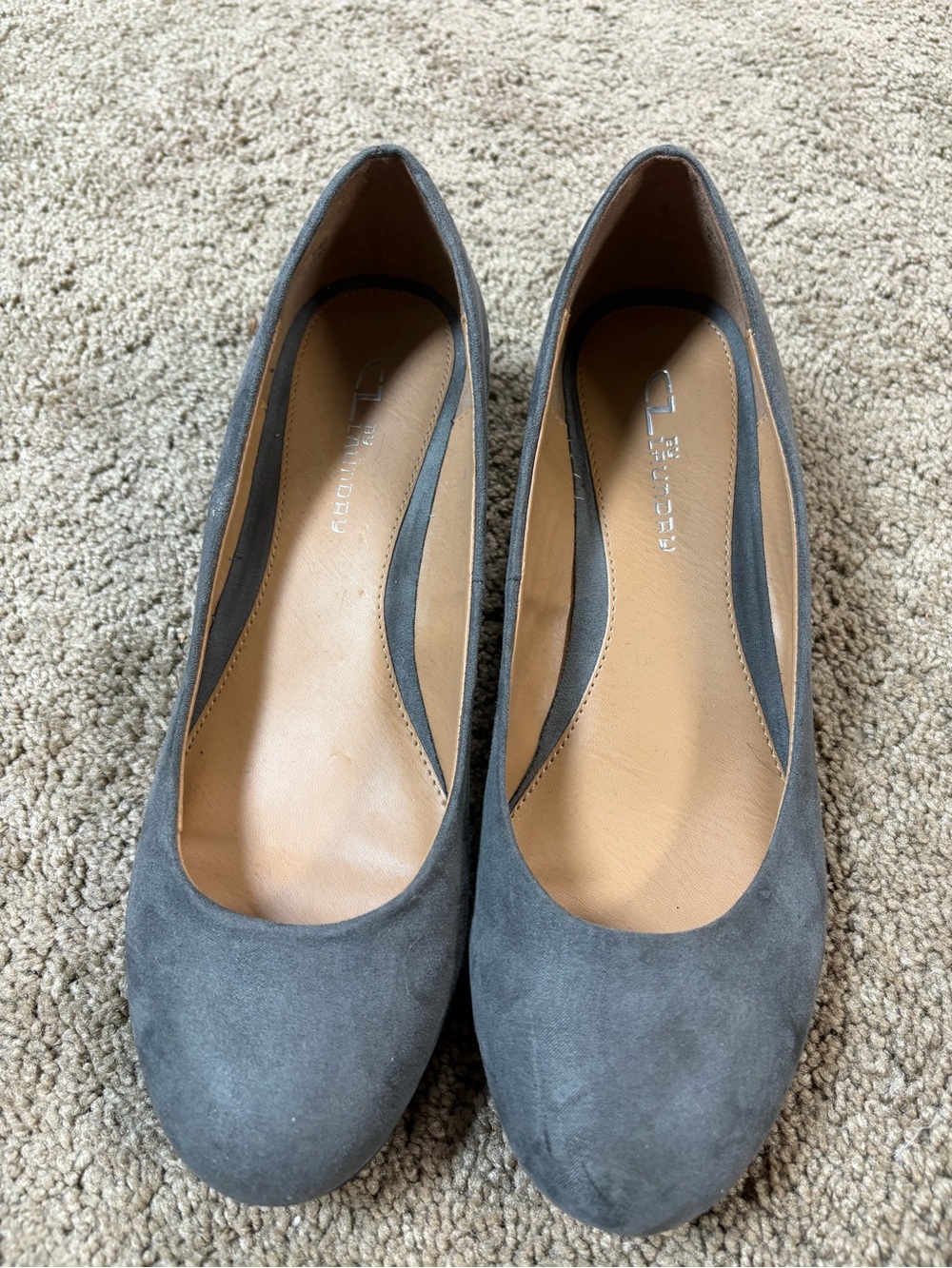 CL by Laundry Gray Suede wedges